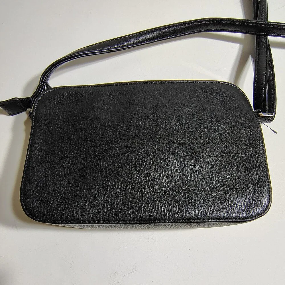Enzo Angiolini Bag Black Pebbled Leather Small Crossbody Compact Minimalist - Picture 3 of 9